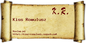 Kiss Romulusz névjegykártya